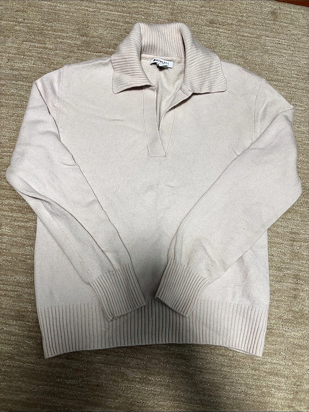 Athleta Ribbed Cashmere/Wool Sweater in Cream Size Medium